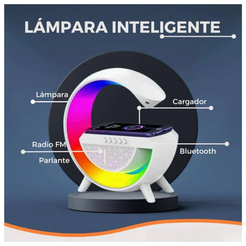 LAMPARA PARLANTE "G" CON CARGADOR INALAMBRICO, increíblemente poderosa!